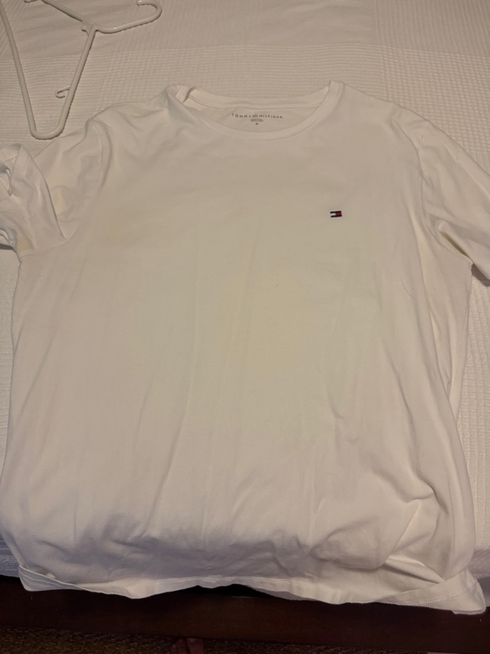 Tommy Hilfiger White Short Sleeve Crewneck T-Shirt with Flag Logo